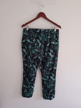 Chico's Black Leggings with Teal Scroll Print SZ 1.5/US 10